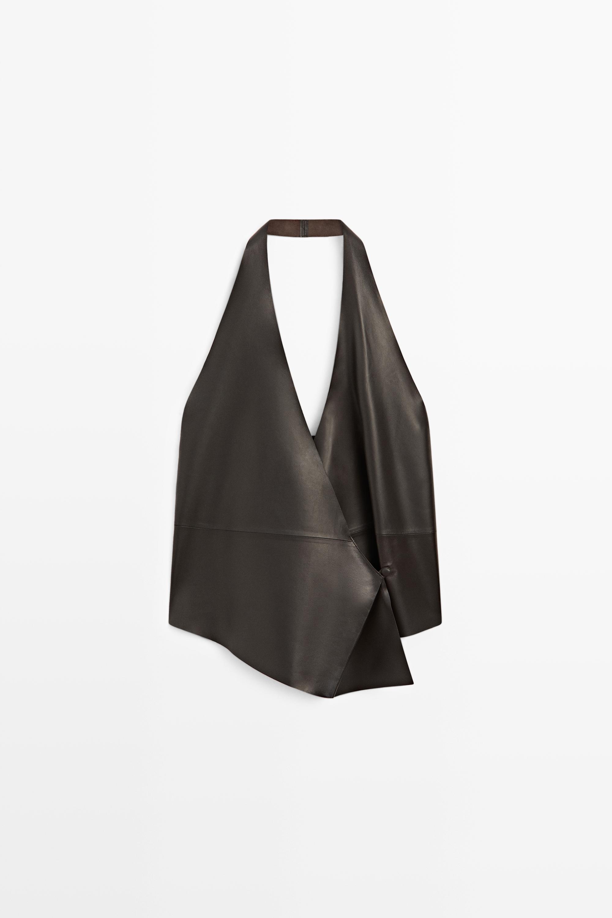Nappa leather wrap top